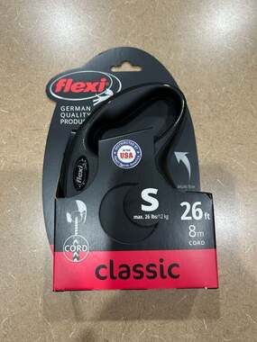 Flexi Classic Retractable Cord Dog Leash, Small, 26ft, Black